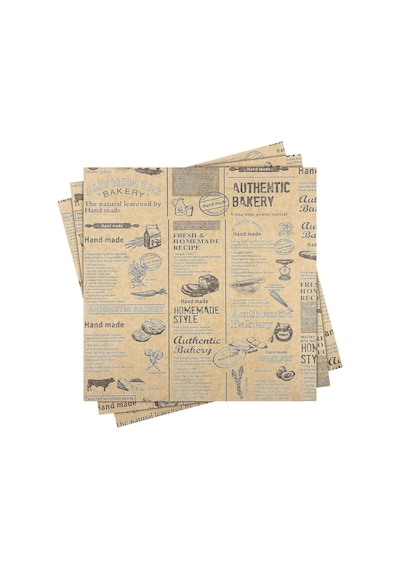 Vintage Gazete Desenli Kağıt, Kendinden Desenli Mutfak Sunum Kağıdı, Yemek Sunumları İçin İdeal 50 Adet