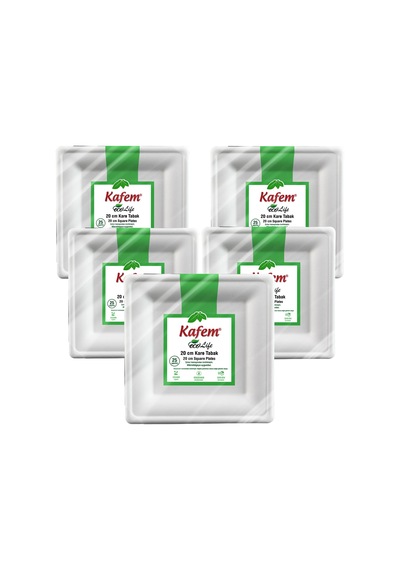 Kafem Ekolojik Kare Tabak 20 Cm 25 Li X 20 Paket Koli