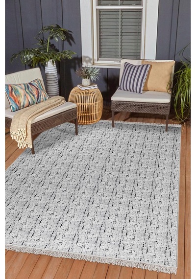 Arya Vl Çift Taraflı,katlanabilir,yıkanabilir,yüksek Kalite Pamuk Salon,oturma Odası,balkon Kilim Krem-antrasit 1