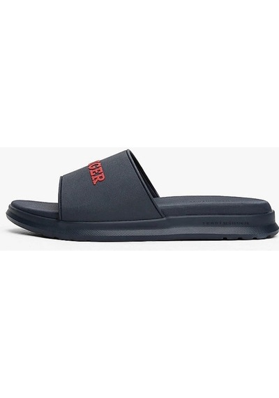 Tommy Hilfiger Erkek Logolu Lacivert Terlik Siyah