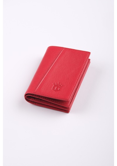 Ancora Leather Hakiki Deri Minimal Kartlık-26206 Kırmızı