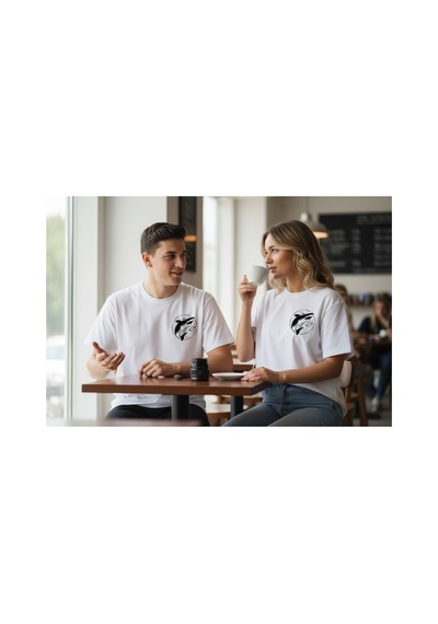 Urbantrendstore Unisex Köpekbalığı Baskılı Casual İçin Sade Basic Yazlık Beyaz Tshirt Oversize Fit Rahat Geniş Salaş T-shirt Günlük Tişört