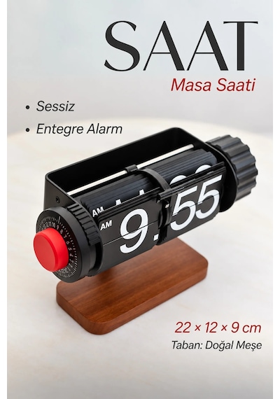 Exenar - Kahverengi - Sayfa Çevirmeli Retro Saat Ahşap Tasarım Flip Yaprak Masaüstü Mekanik Masa Saati Alarmlı Çalar Saat Exenar - Kahverengi - Sayfa Çevirmeli Retro Saat Ahşap Tasarım Flip Yaprak Masaüstü Mekanik Masa Saati Alarmlı Çalar Saat