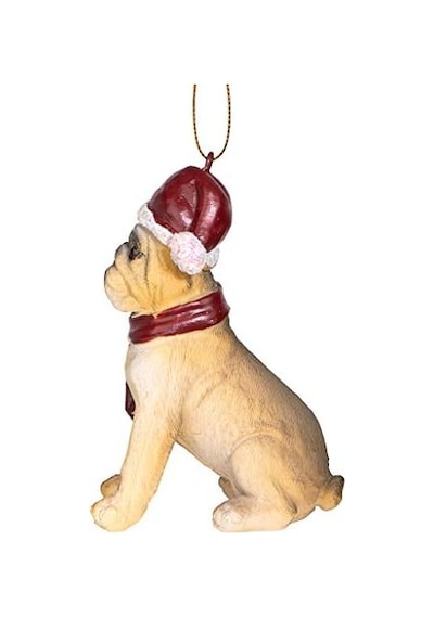 Design Toscano Jh576304 Noel Noel Bulldog Tatil Köpek Süsleri, Tam Renkli