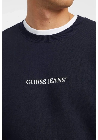 Guess Erkek Gj Cn Önde Logo Sweatshirt - Lacivert Lacivert