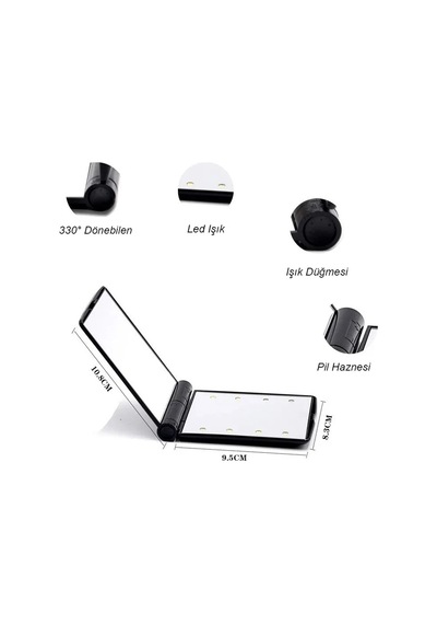 Techtic Katlanır Mini Işıklı Makyaj Aynası Pembe