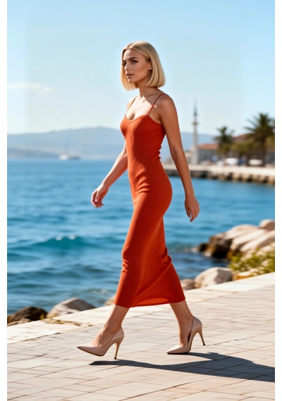 Benerly Kadın Boy Bodycon Elbise V Yaka İnce Askılı Kolsuz Ribana Örgü Tr Turuncu Benerly Kadın Boy Bodycon Elbise V Yaka İnce Askılı Kolsuz Ribana Örgü Tr Turuncu