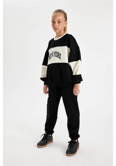 DeFacto Kız Çocuk Baskılı Beli Paçası Lastikli Cepli Siyah Jogger Eşofman Altı D0732A824AUBK81 Siyah