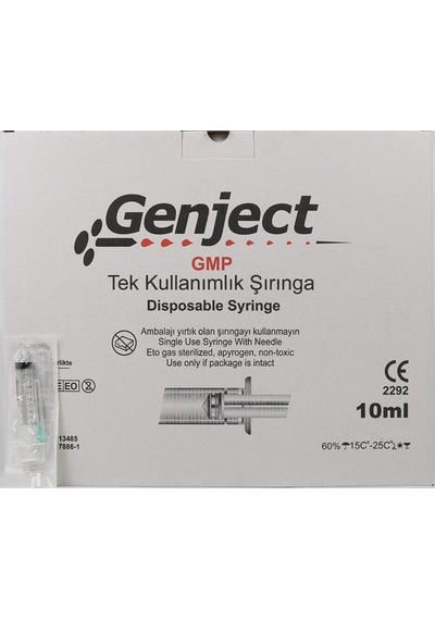 Genject 10 CC Contalı Yeşil İğneli Enjektör Şırınga 21 G x 38 MM 50 Adet