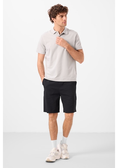 Tommylife Siyah Standart Fit Dokuma Hafif Esnek Chino Erkek Şort - 81291 Siyah
