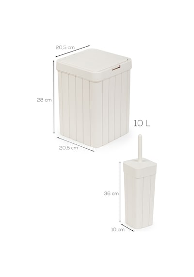 Porsima Linny 2li Banyo Fırçası Banyo Mutfak Çöp Kovası Seti Klozet Fırçası Ve Çöp Kutusu Takımı 10lt Grı