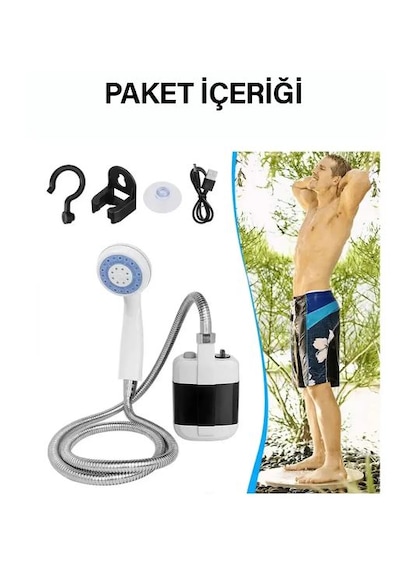 Robo Şarjlı Portatif Taşınabilir Duş Beyaz