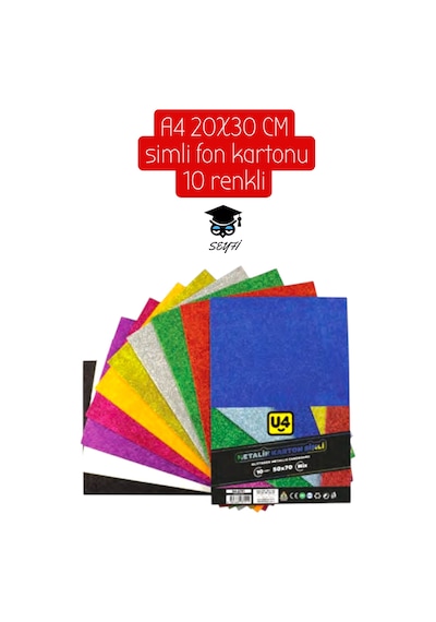 A4 20x30 Cm Simli Fon Kartonu 10 Renk