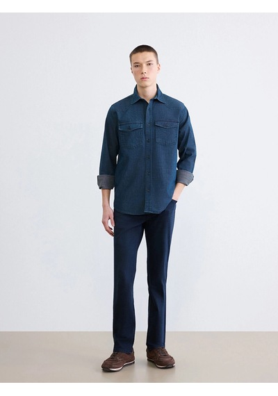 LC Waikiki Lcw Jeans Indigo Regular Fit Erkek Jean Gömlek Dark Rodeo