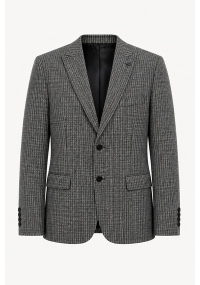 Bihan Store Erkek Ekose Model Çift Yırtmaç Tek Ceket 6 Drop 72105-gri 4