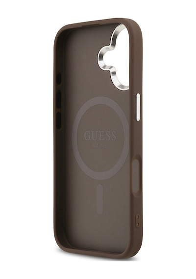 Apple Uyumlu iPhone 17  Kılıf Guess Lisanslı M-safe Şarj Özellikli 4g Klasik Yazı Logolu Kapak Kahverengi Kahverengi