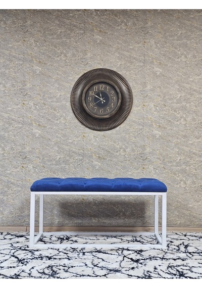 Zafir Beyaz Boyalı Diktörtgen 100 Cm X 40 Cm Oturak Puf - Bench - Makyaj Oturağı - Oturak Mavi
