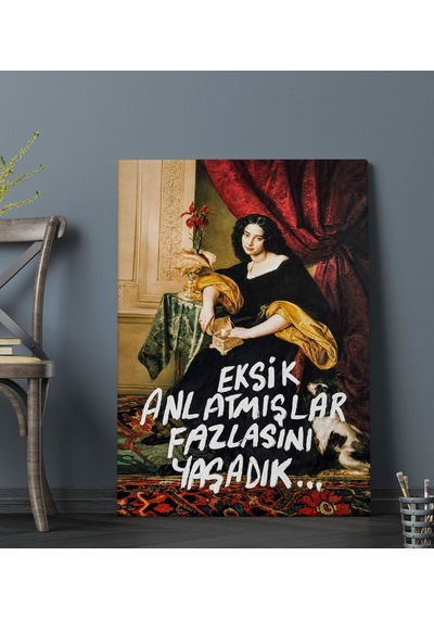 Bk Gift Vintage Klasik Sanat Esprili Sözlü Dekoratif Kanvas Tablo - 15 Çok Renkli