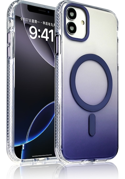 Techaks Apple Uyumlu iPhone 14 Pro Max Kılıf M-safe Şarj Özellikli Transparan Renk Geçişli Tchs Toros Kapak - Mor Mor