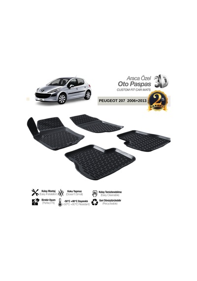 3d Paspas Siyah Peugeot 207 2006--2013