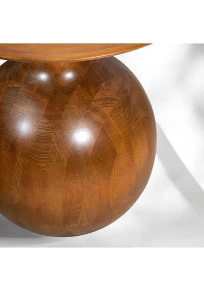 Wood Tekli Mantar Ahşap Orta Sehpa Tik Ağacı Renk Fiskos Çiçeklik Decorative Tik Ağacı