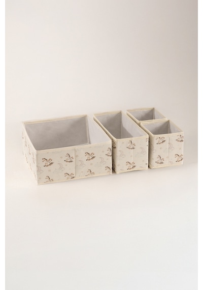 Tidy Kids Atlı Karınca Desenli Poplin 4'lü Çekmece İçi Organizer 6020 Natural