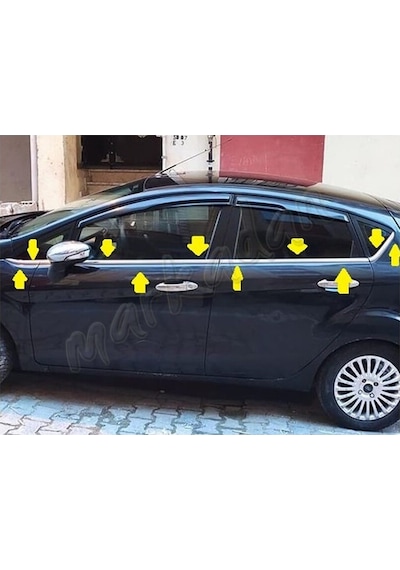 Ford Fiesta Krom Cam Çıtası 2009-2017 8 Parça Paslanmaz  Çelik