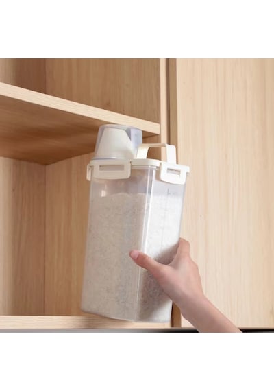 Ölçü Kabı Kapaklı Bakliyat Saklama Kabı - Kulplu Tasarım - 1800 Ml Şeffaf