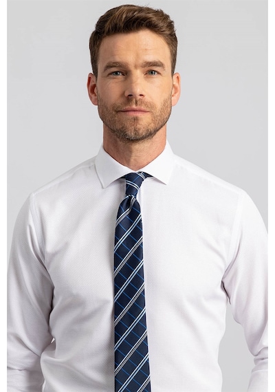 Tudors 11728 Modern Slim Fit Dar Kesim Armürlü Erkek Gömlek Beyaz