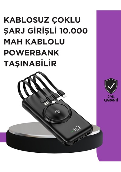 Çoklu Cihaz Uyumu İle Kablolu Ve Kablosuz Şarj Pratik Powerbank Altın