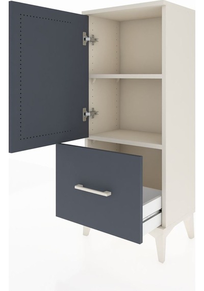 Arges Komodin 2 Raflı Tek Çekmeceli Tek Kapaklı 44x30x106 Aytaşı-antrasit Aytası