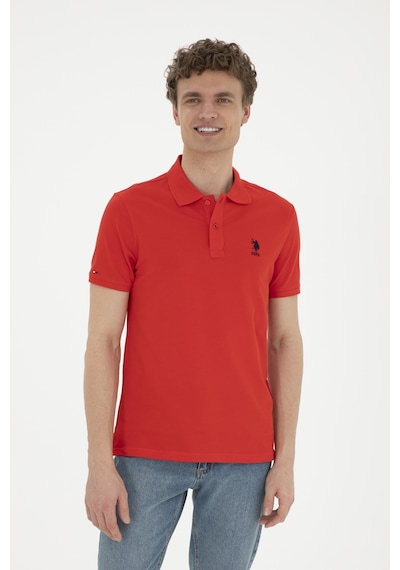 U.S. Polo Assn. Erkek Slim Fit Polo Yaka Kırmızı Basic Tişört 50279581-VR030
