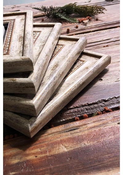 Oscar Stone Decor Çerçeveli Taş Tablo Duvar Dekoru 20x20cm 4'lü Set Deniz Kabuğu Seti Shell 4-4cdd-190