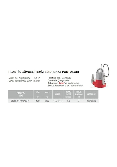 Venedik Pro Qsb-jh-400am-1- 400w 220v Sensörlü Dalgıç Pompa