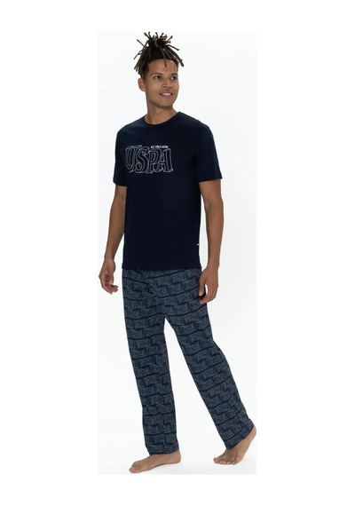 U.s. Polo Assn. Erkek 3'lü %100 Pamuk Pijama Takımı Lacivert M