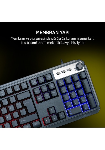 James Donkey JDK104 Rainbow Membran Türkçe Q Gaming 104 Tuş Siyah Klavye