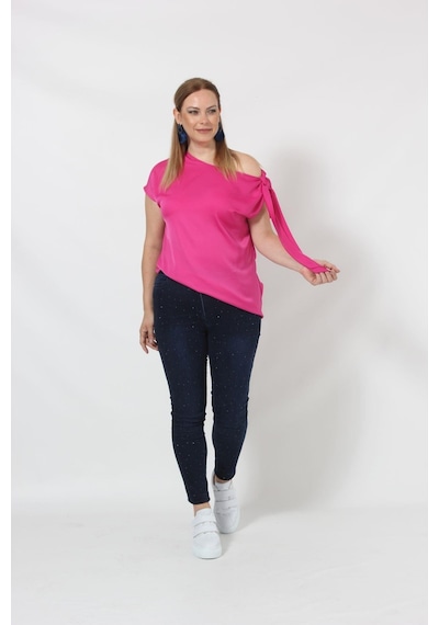 Moda Berray 3250p Pembe Tek Omuz Bağlama Detaylı Bluz 001