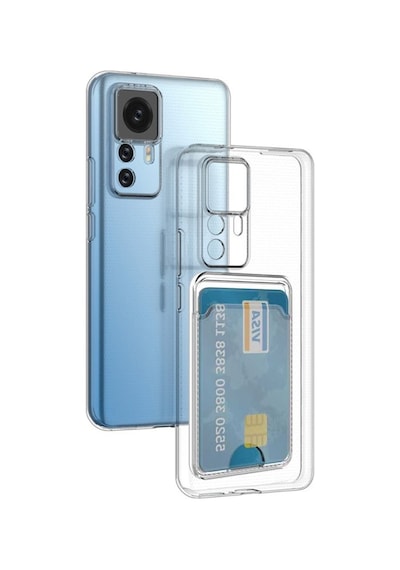 Kvy Xiaomi 12t Pro Kamera Korumalı Kartlıklı Setra Şeffaf Silikon Kılıf