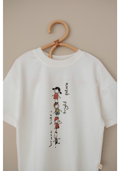 Oh La La Koala Brave Çocuk Baskılı Oversize Kısa Kollu T-shirt Beyaz