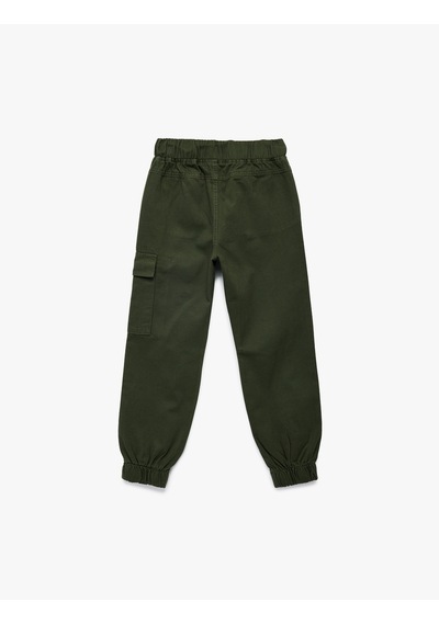 Koton Pamuklu Gabardin Beli Bağcıklı Kargo Pantolon Haki 6wkb40035tw Haki