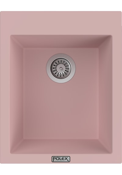 Polex Cristalüx Granit Evye P-05 Pembe Tezgah Altı Ve Tezgah Üstü Kare Mutfak Evyesi 41x51 CM
