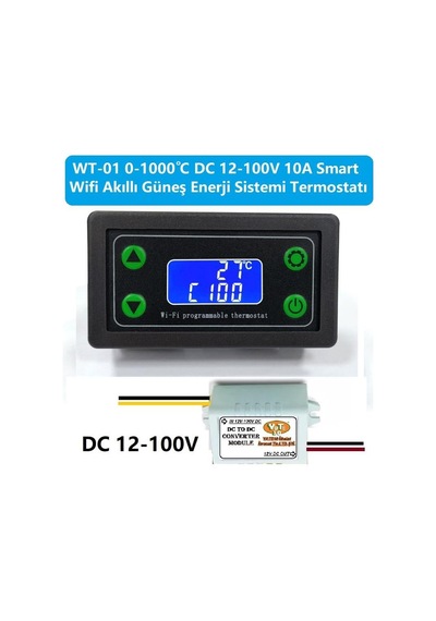 Wt-01 Smart Wifi Dc12-100v 1000c Güneş Paneli Termostat-timer