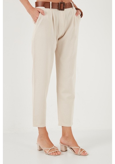 Lela % 100 Pamuklu Regular Fit Bayan Pantolon 673Py2007 Bej