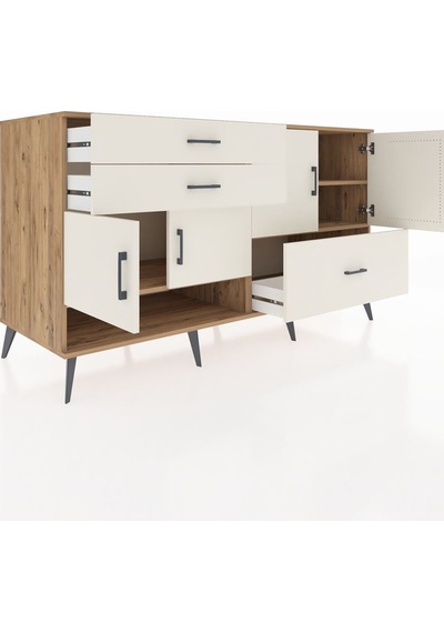 Kronos Konsol 3 Raflı 3 Çekmeceli 4 Kapaklı 176x59x99 Çam-aytaşı Çam-aytaşı
