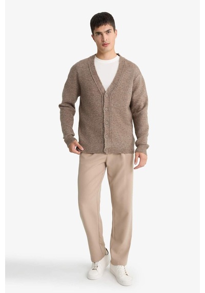 Defacto Relax Fit V Yaka Düğmeli Triko Hırka F3717ax25wnbn571 Kahve