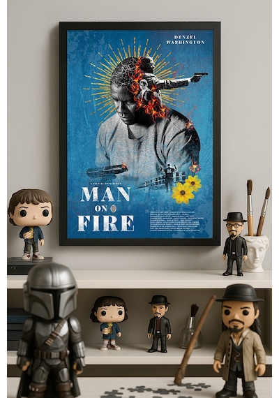 Man On Fire Gazap Ateşi Siyah Ahşap Çerçeveli Poster, Film Duvar Tablosu