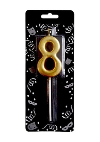 7 Cm Büyük Rakam Mum Gold 8