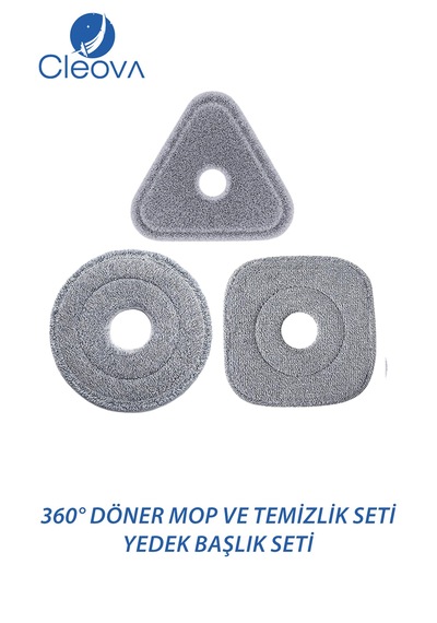 Cleova Yeni Tasarım Otomatik 360 Döner Mop Ve Temizlik- Yedek Başlık Seti