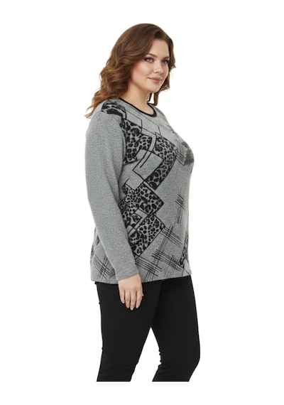 Baglan Kadın Yumoş Taşlı Baskılı Bluz Bgl-st05069 Gri