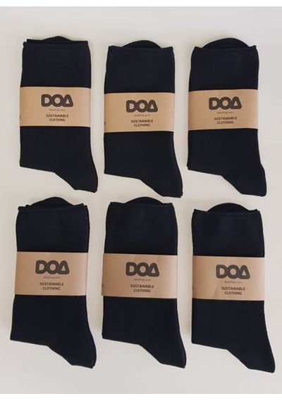 Doa Organik Pamuklu Kadın Lastiksiz Çorap - 6'lı Siyah